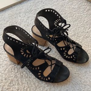 B.P. Open toe tie front heel